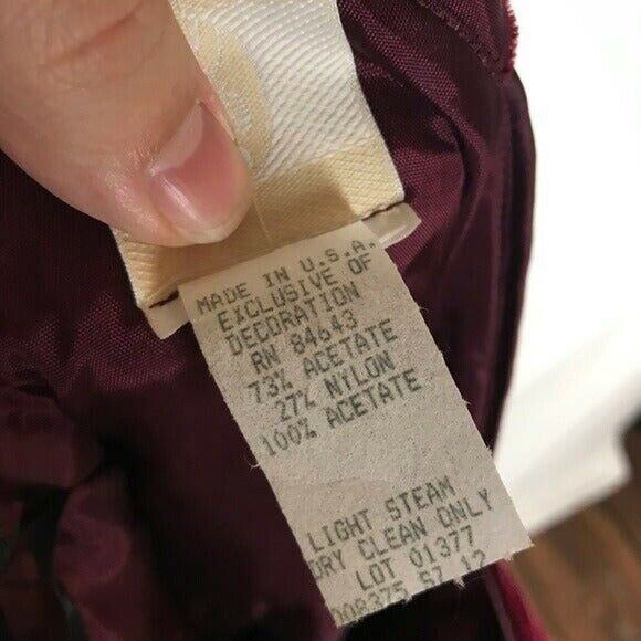 Watters And Watters Women's 12 Sleeveless Burgundy Colored Velvet Sheath Dress - Picture 4 of 11